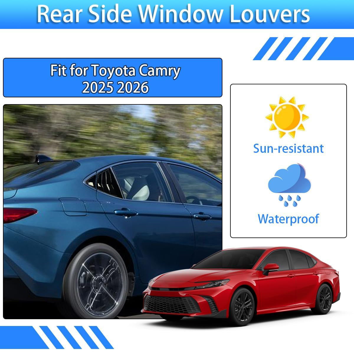 🔥🚗 Window Louvers for Toyota Camry 9th Gen 2025-2026 | Racing Style⚡ABS Sport Trim⚡【4PCS Full Kit】Front/Side Air Vent Scoop Covers - Sleek Exterior Upgrade (No-Drill 5Min Install) 🔥🚗 Window Louvers for Toyota Camry 9th Gen 2025-2026 | Racing Style⚡ABS Sport Trim⚡【4PCS Full Kit】Front/Side Air Vent Scoop Covers - Sleek Exterior Upgrade (No-Drill 5Min Install)